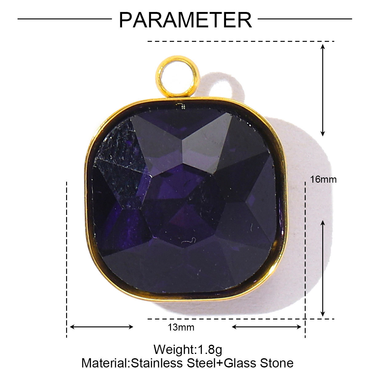 6pcs/Lot Fashion Stainless Steel Sugar Cube Crystal Stone DIY Charms Colorful Rhinestone Faceted Necklace Pendants Women Jewelry