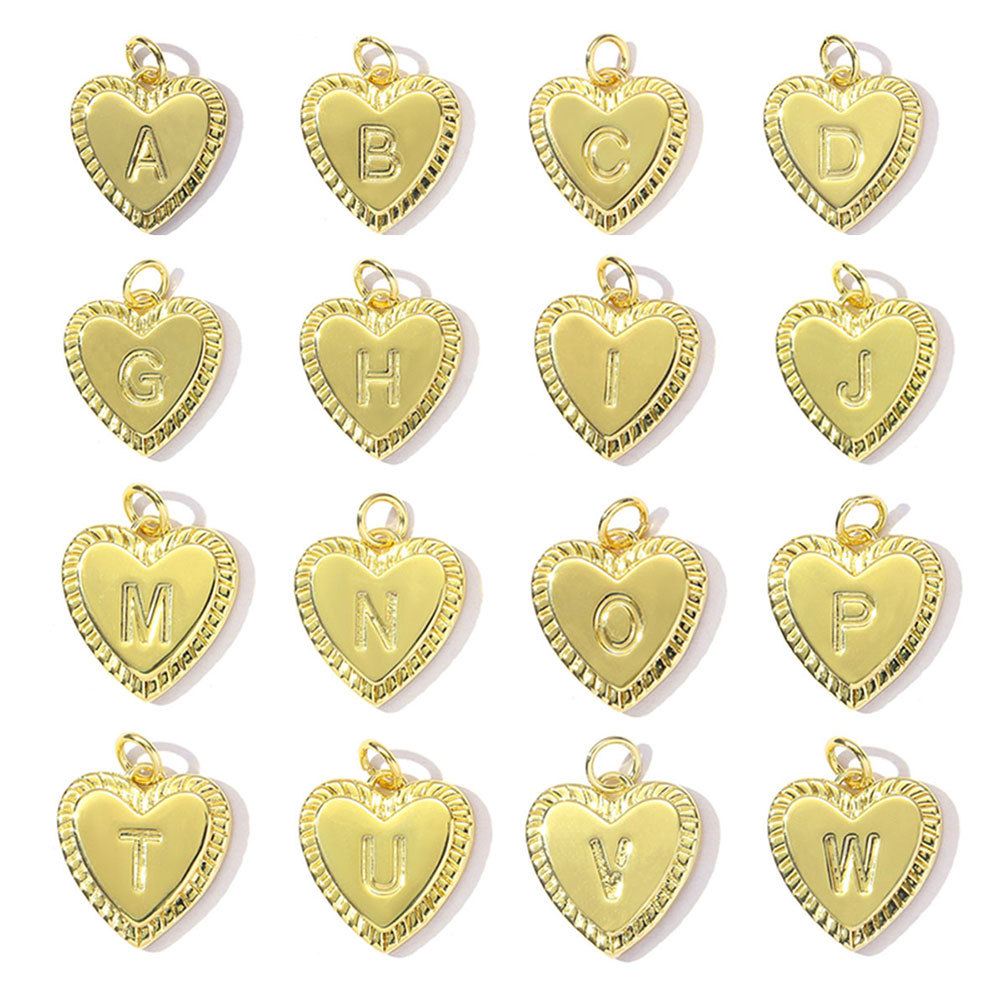 6pcs/pack Fashion A-Z 26 Letter Name Stainless Steel DIY Charms Capital Alphabet Necklace Pendant Women Love Heart Jewelry