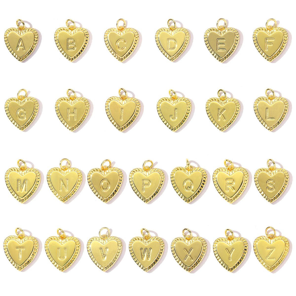 6pcs/pack Fashion A-Z 26 Letter Name Stainless Steel DIY Charms Capital Alphabet Necklace Pendant Women Love Heart Jewelry