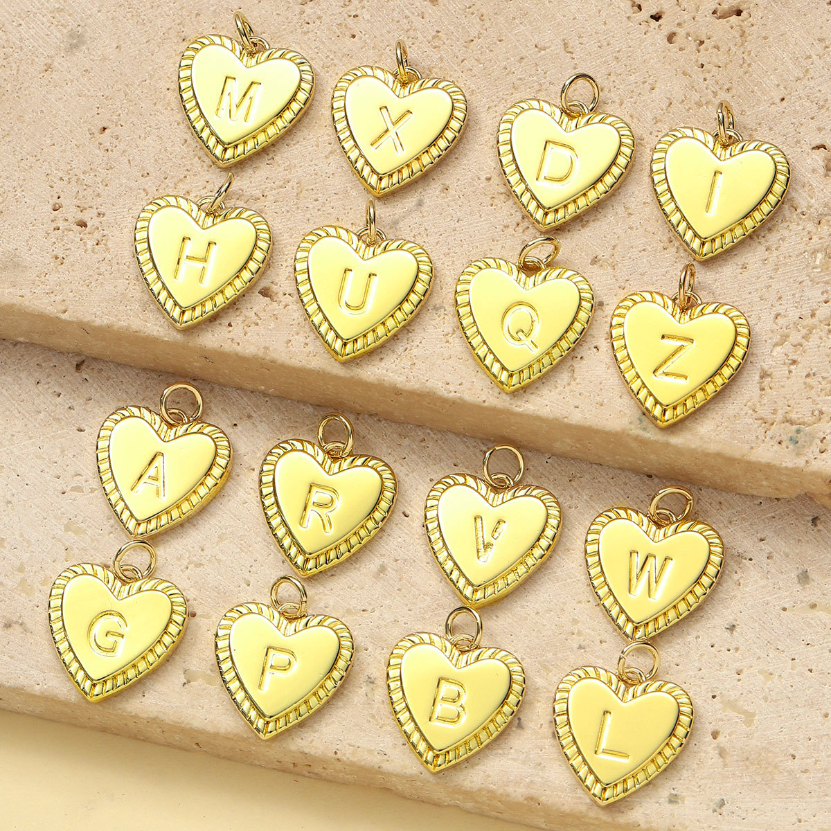 6pcs/pack Fashion A-Z 26 Letter Name Stainless Steel DIY Charms Capital Alphabet Necklace Pendant Women Love Heart Jewelry