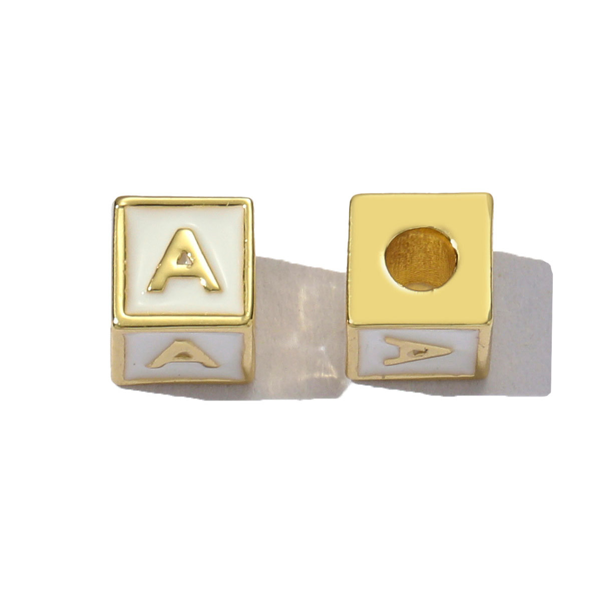 6pcs/pack Copper Enamel Cube Capital Letter DIY Beads Charms Colorful A-Z 26 Alphabet Necklace Pendants Women Name Jewelry