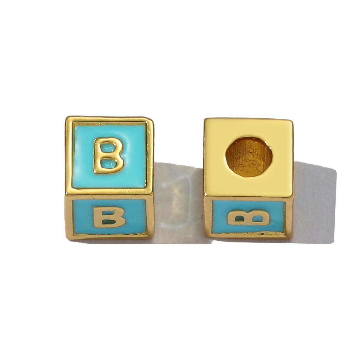 6pcs/pack Copper Enamel Cube Capital Letter DIY Beads Charms Colorful A-Z 26 Alphabet Necklace Pendants Women Name Jewelry