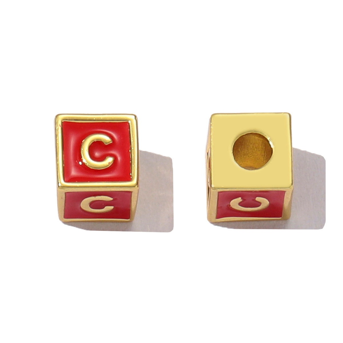 6pcs/pack Copper Enamel Cube Capital Letter DIY Beads Charms Colorful A-Z 26 Alphabet Necklace Pendants Women Name Jewelry
