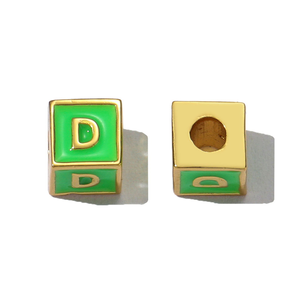 6pcs/pack Copper Enamel Cube Capital Letter DIY Beads Charms Colorful A-Z 26 Alphabet Necklace Pendants Women Name Jewelry