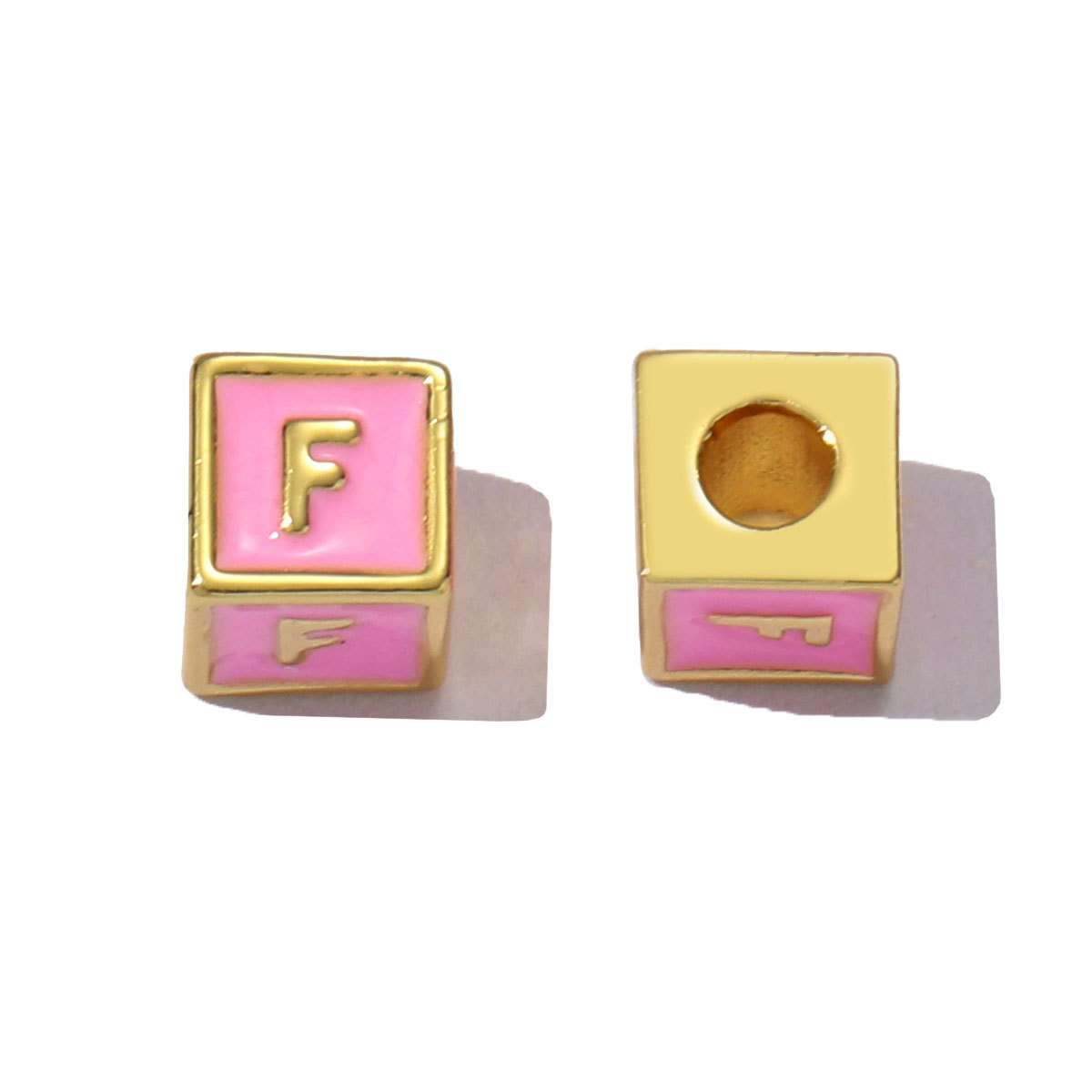 6pcs/pack Copper Enamel Cube Capital Letter DIY Beads Charms Colorful A-Z 26 Alphabet Necklace Pendants Women Name Jewelry