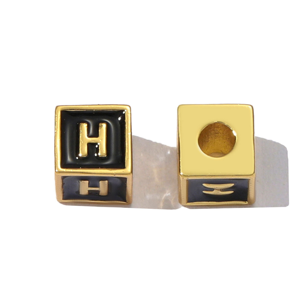 6pcs/pack Copper Enamel Cube Capital Letter DIY Beads Charms Colorful A-Z 26 Alphabet Necklace Pendants Women Name Jewelry