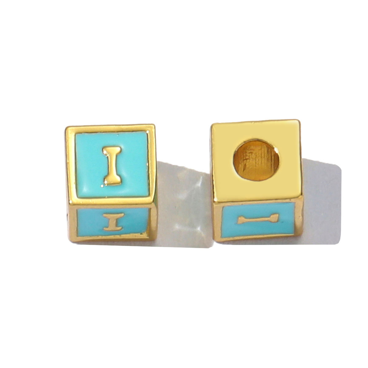 6pcs/pack Copper Enamel Cube Capital Letter DIY Beads Charms Colorful A-Z 26 Alphabet Necklace Pendants Women Name Jewelry