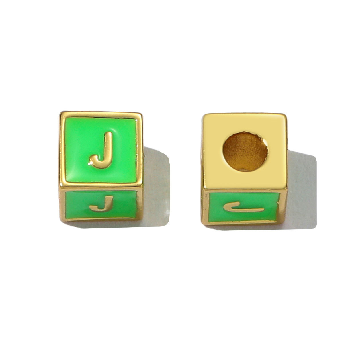 6pcs/pack Copper Enamel Cube Capital Letter DIY Beads Charms Colorful A-Z 26 Alphabet Necklace Pendants Women Name Jewelry