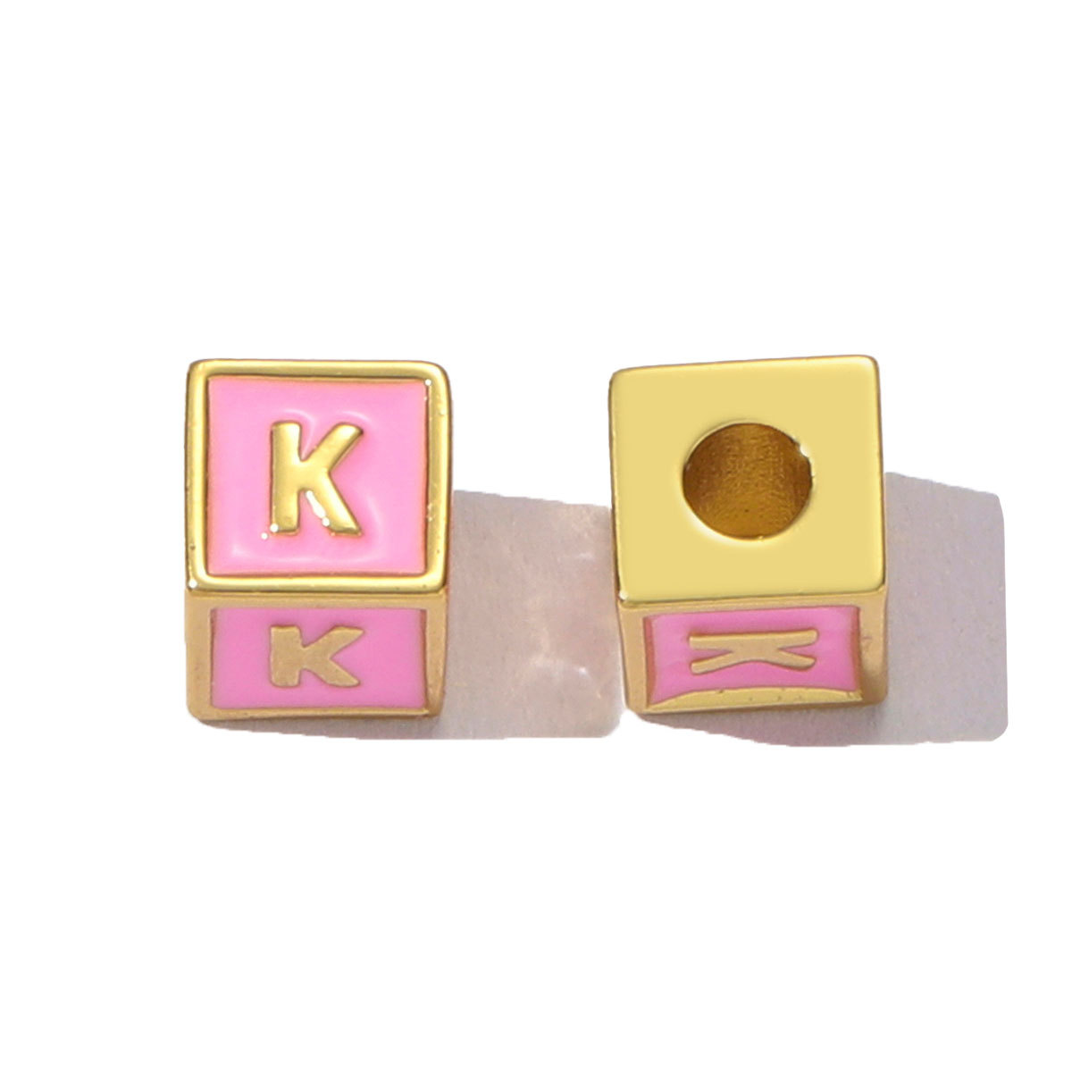 6pcs/pack Copper Enamel Cube Capital Letter DIY Beads Charms Colorful A-Z 26 Alphabet Necklace Pendants Women Name Jewelry
