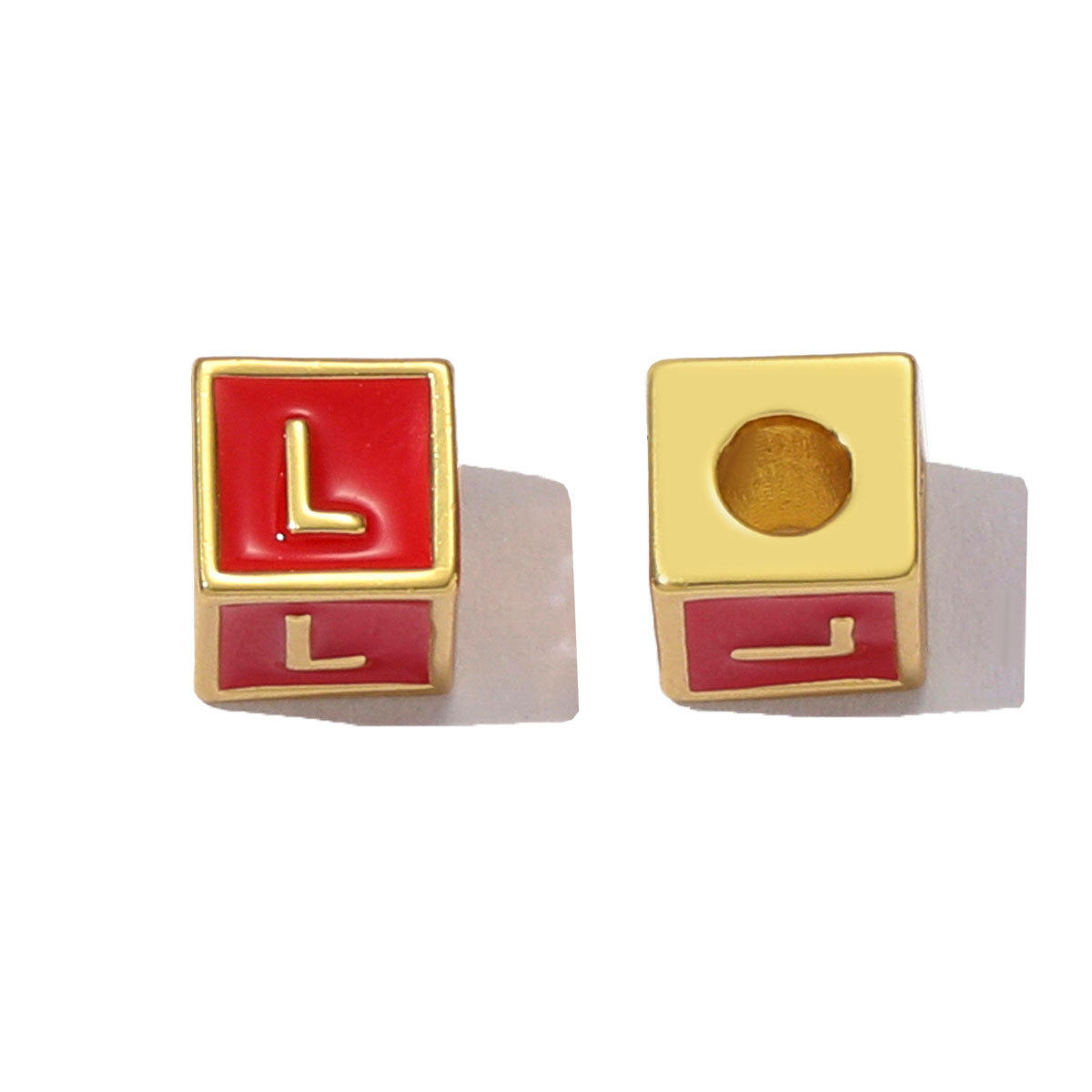 6pcs/pack Copper Enamel Cube Capital Letter DIY Beads Charms Colorful A-Z 26 Alphabet Necklace Pendants Women Name Jewelry