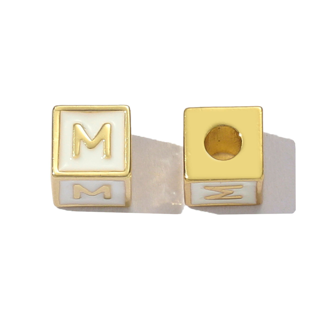 6pcs/pack Copper Enamel Cube Capital Letter DIY Beads Charms Colorful A-Z 26 Alphabet Necklace Pendants Women Name Jewelry
