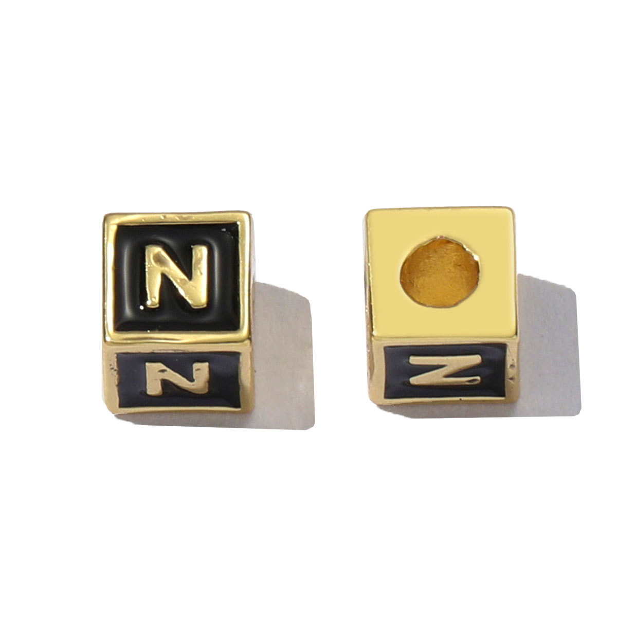6pcs/pack Copper Enamel Cube Capital Letter DIY Beads Charms Colorful A-Z 26 Alphabet Necklace Pendants Women Name Jewelry