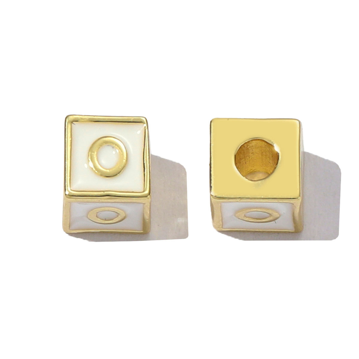 6pcs/pack Copper Enamel Cube Capital Letter DIY Beads Charms Colorful A-Z 26 Alphabet Necklace Pendants Women Name Jewelry