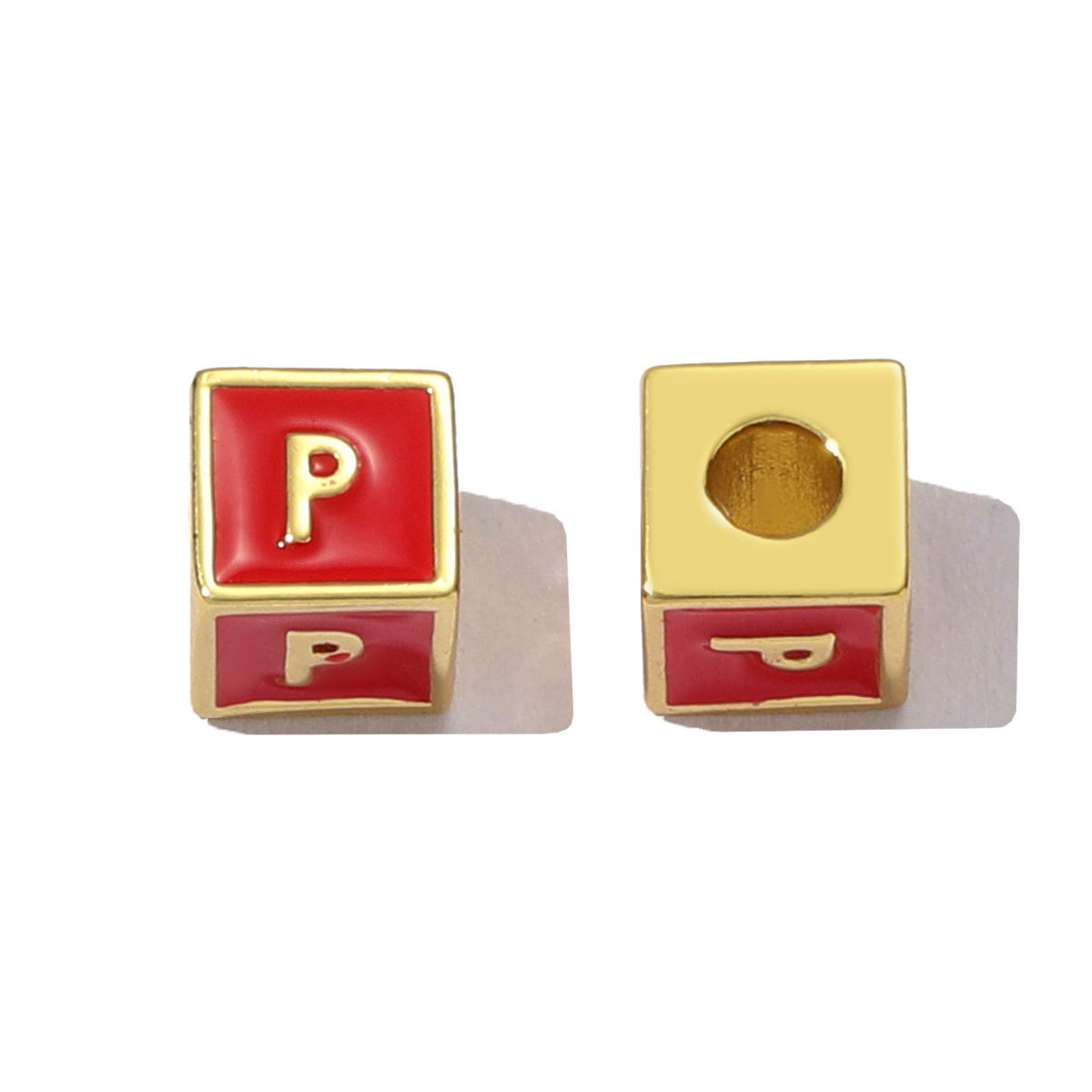 6pcs/pack Copper Enamel Cube Capital Letter DIY Beads Charms Colorful A-Z 26 Alphabet Necklace Pendants Women Name Jewelry