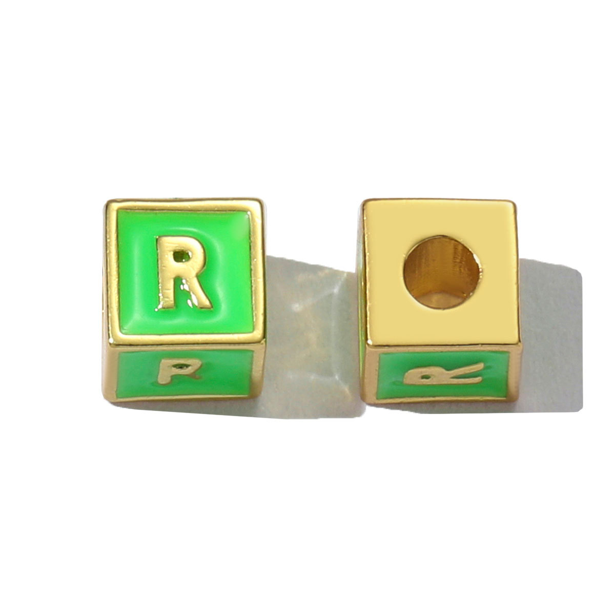 6pcs/pack Copper Enamel Cube Capital Letter DIY Beads Charms Colorful A-Z 26 Alphabet Necklace Pendants Women Name Jewelry