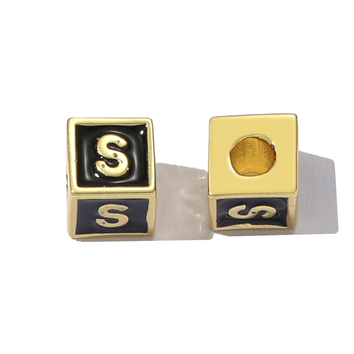 6pcs/pack Copper Enamel Cube Capital Letter DIY Beads Charms Colorful A-Z 26 Alphabet Necklace Pendants Women Name Jewelry