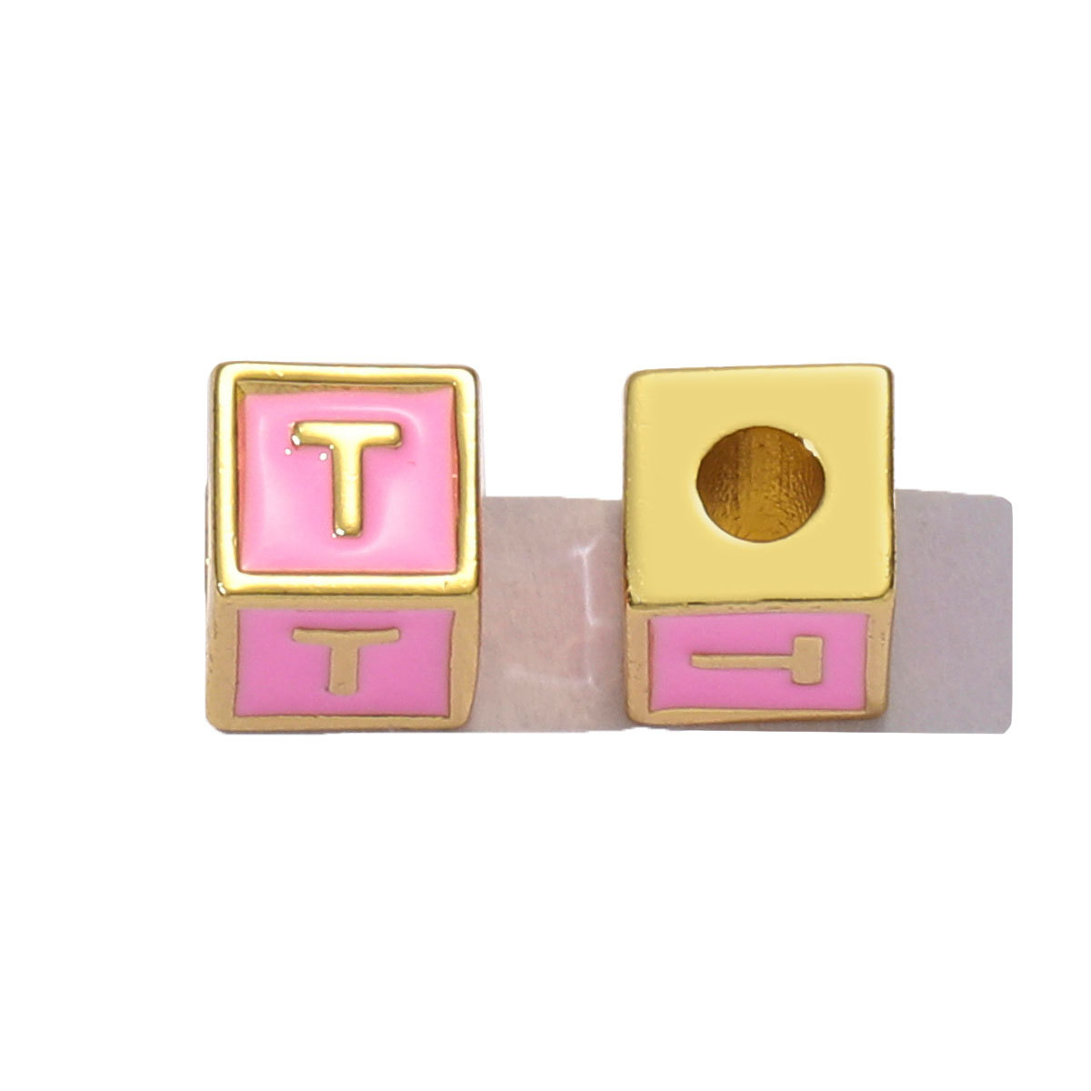 6pcs/pack Copper Enamel Cube Capital Letter DIY Beads Charms Colorful A-Z 26 Alphabet Necklace Pendants Women Name Jewelry
