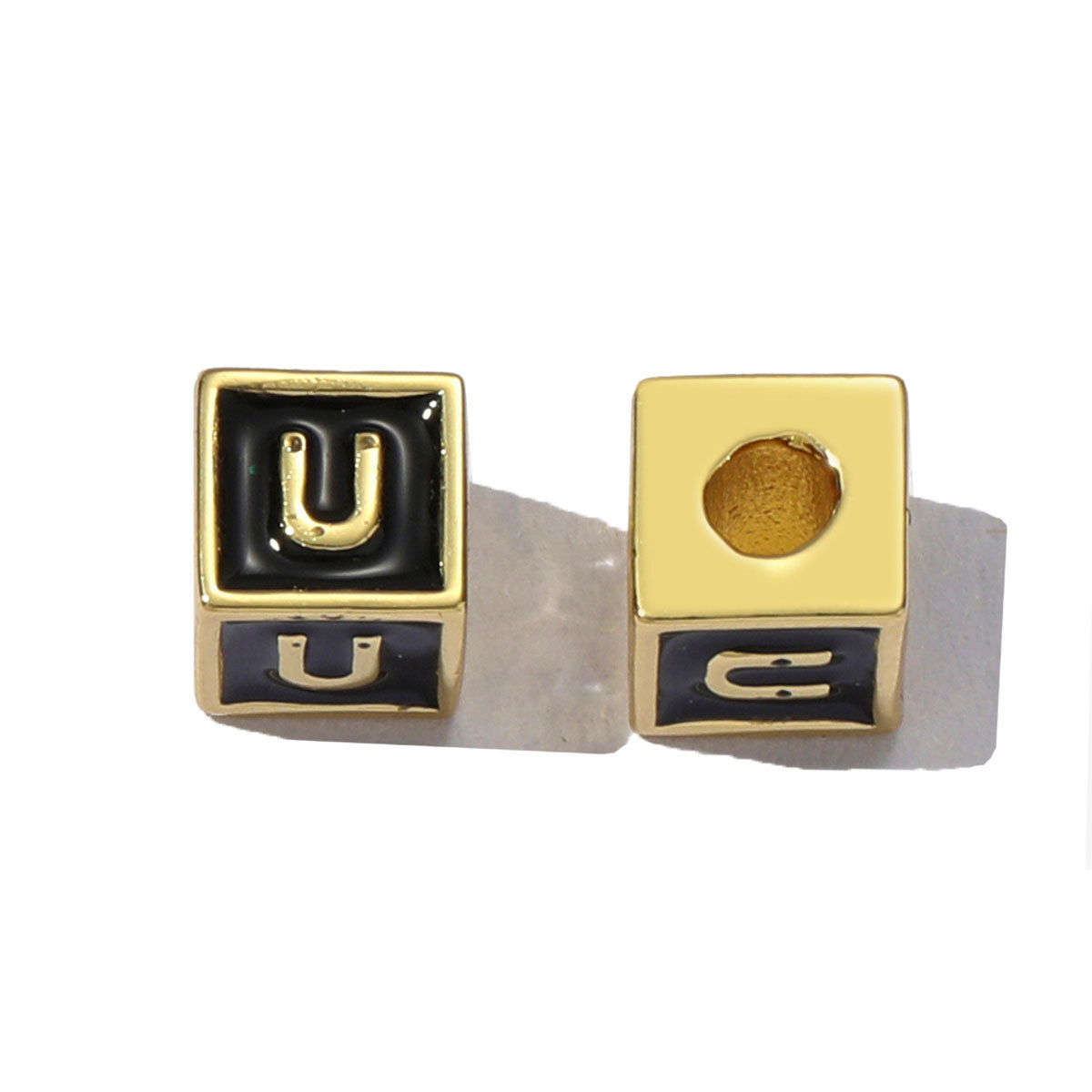 6pcs/pack Copper Enamel Cube Capital Letter DIY Beads Charms Colorful A-Z 26 Alphabet Necklace Pendants Women Name Jewelry
