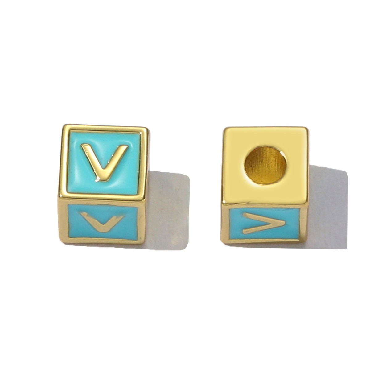 6pcs/pack Copper Enamel Cube Capital Letter DIY Beads Charms Colorful A-Z 26 Alphabet Necklace Pendants Women Name Jewelry