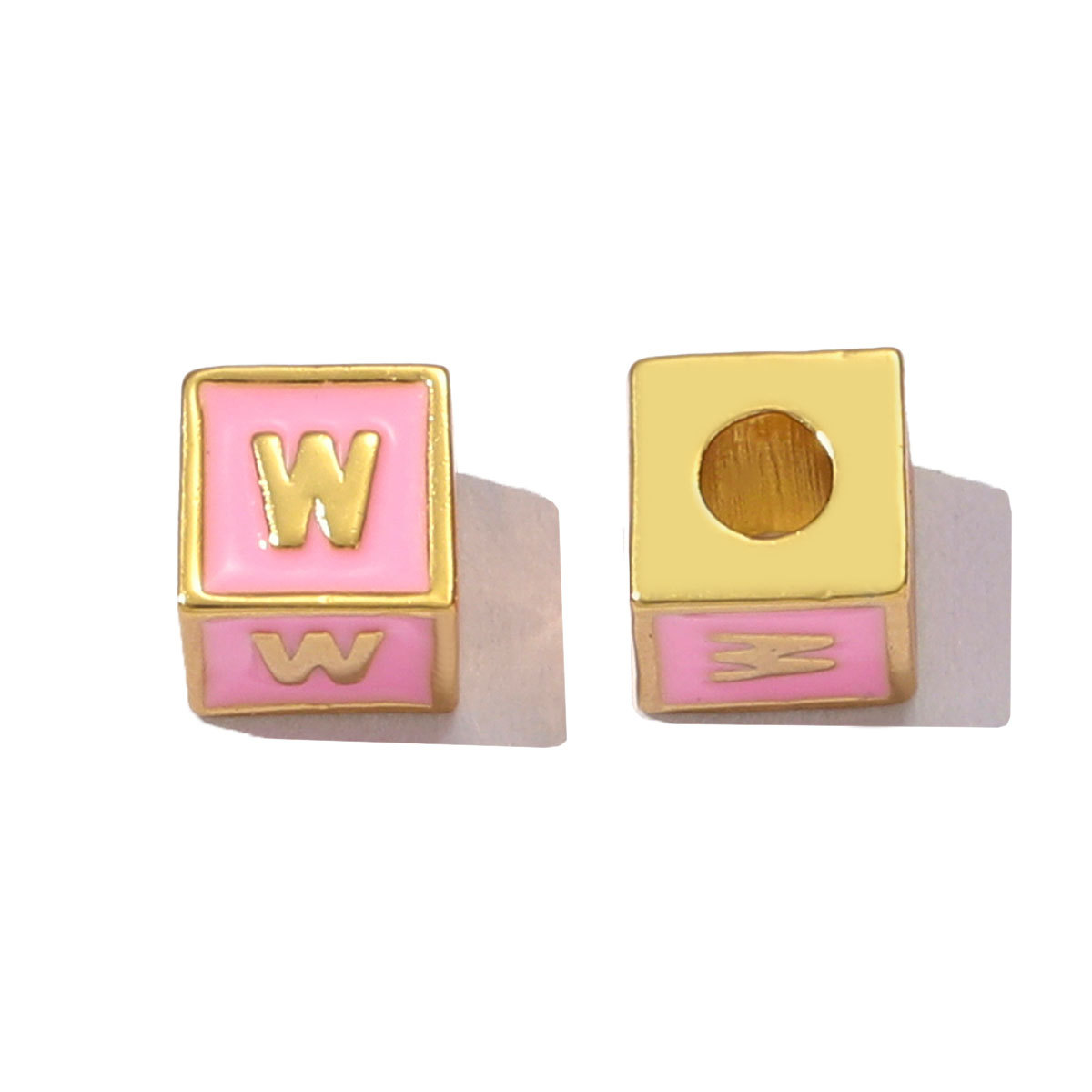 6pcs/pack Copper Enamel Cube Capital Letter DIY Beads Charms Colorful A-Z 26 Alphabet Necklace Pendants Women Name Jewelry