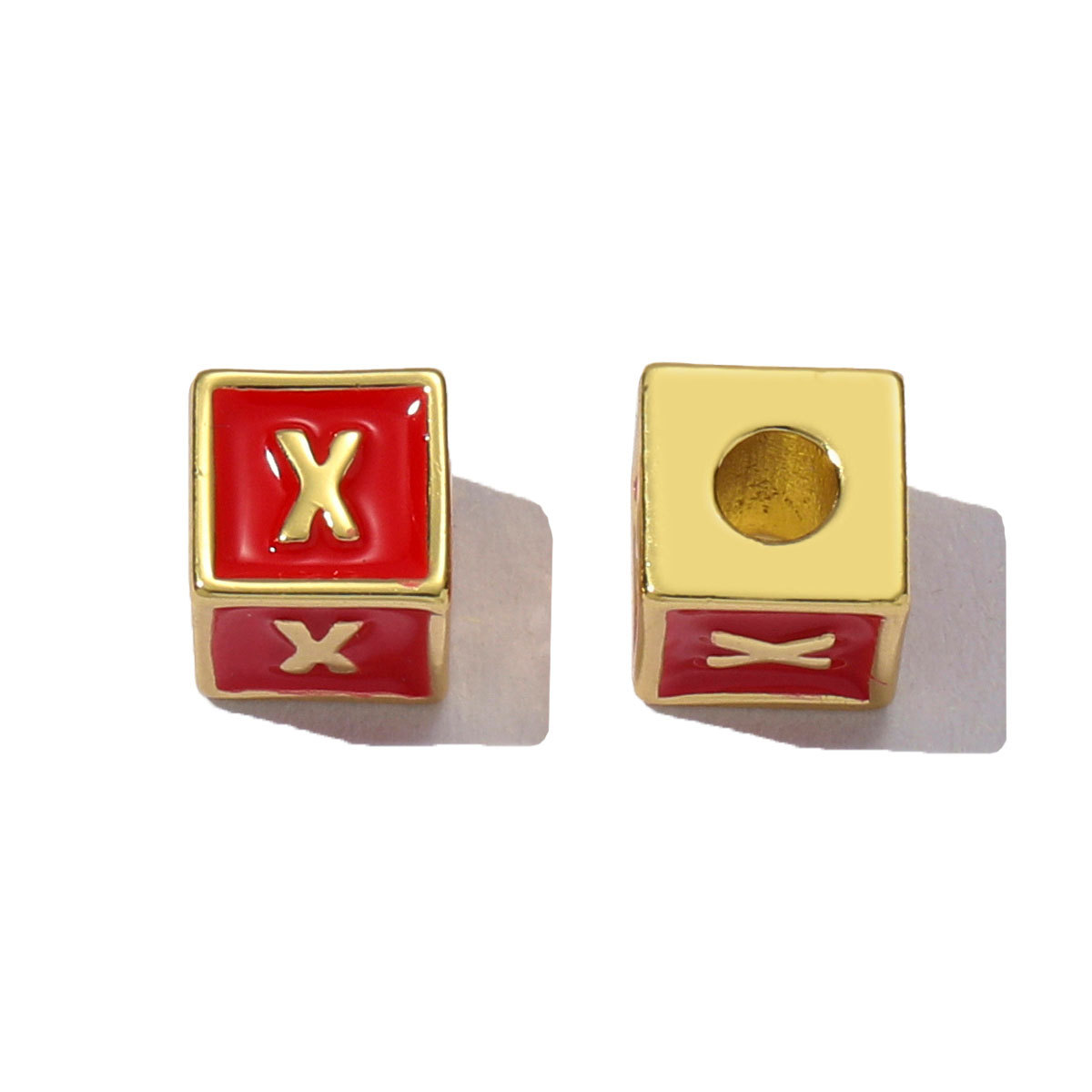 6pcs/pack Copper Enamel Cube Capital Letter DIY Beads Charms Colorful A-Z 26 Alphabet Necklace Pendants Women Name Jewelry