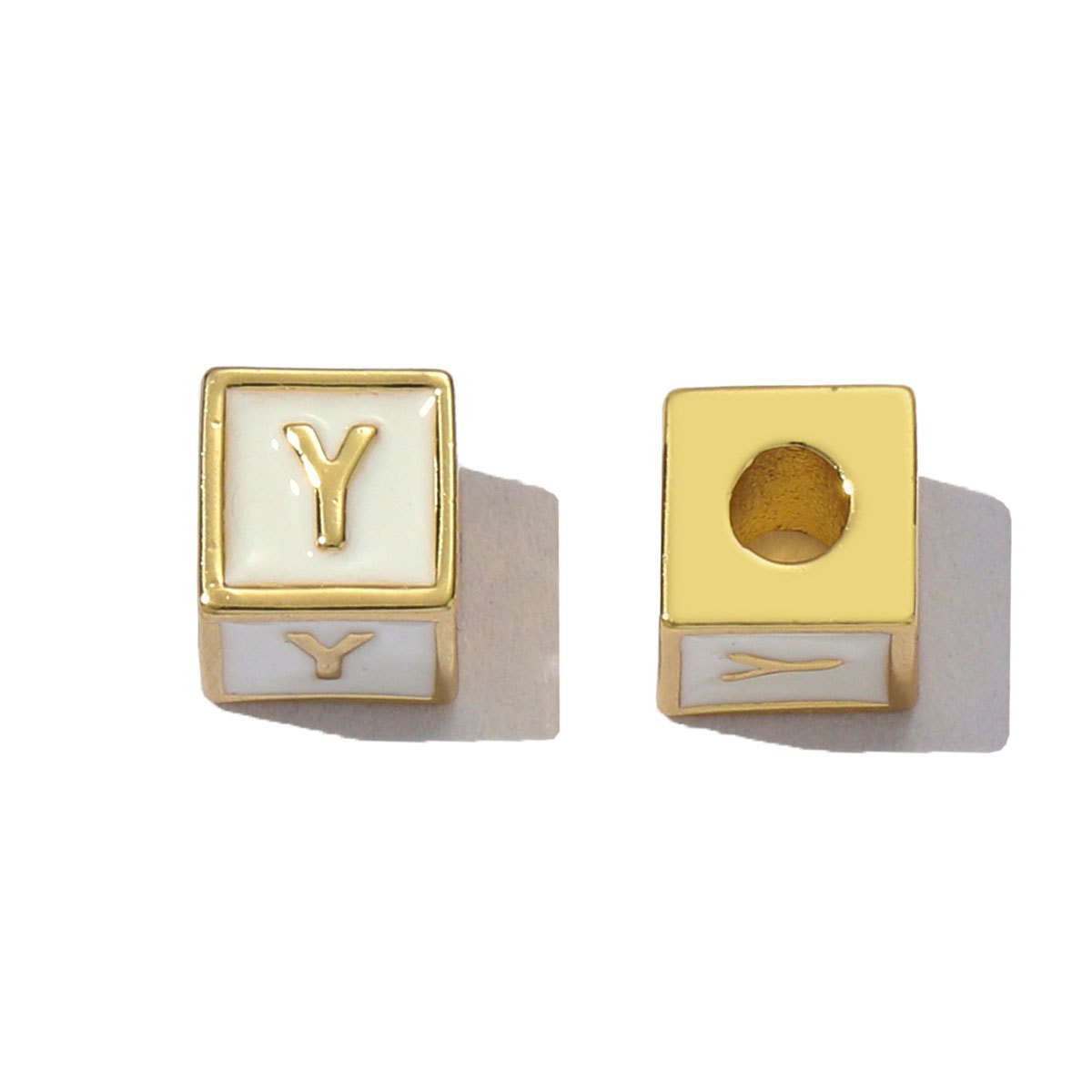 6pcs/pack Copper Enamel Cube Capital Letter DIY Beads Charms Colorful A-Z 26 Alphabet Necklace Pendants Women Name Jewelry