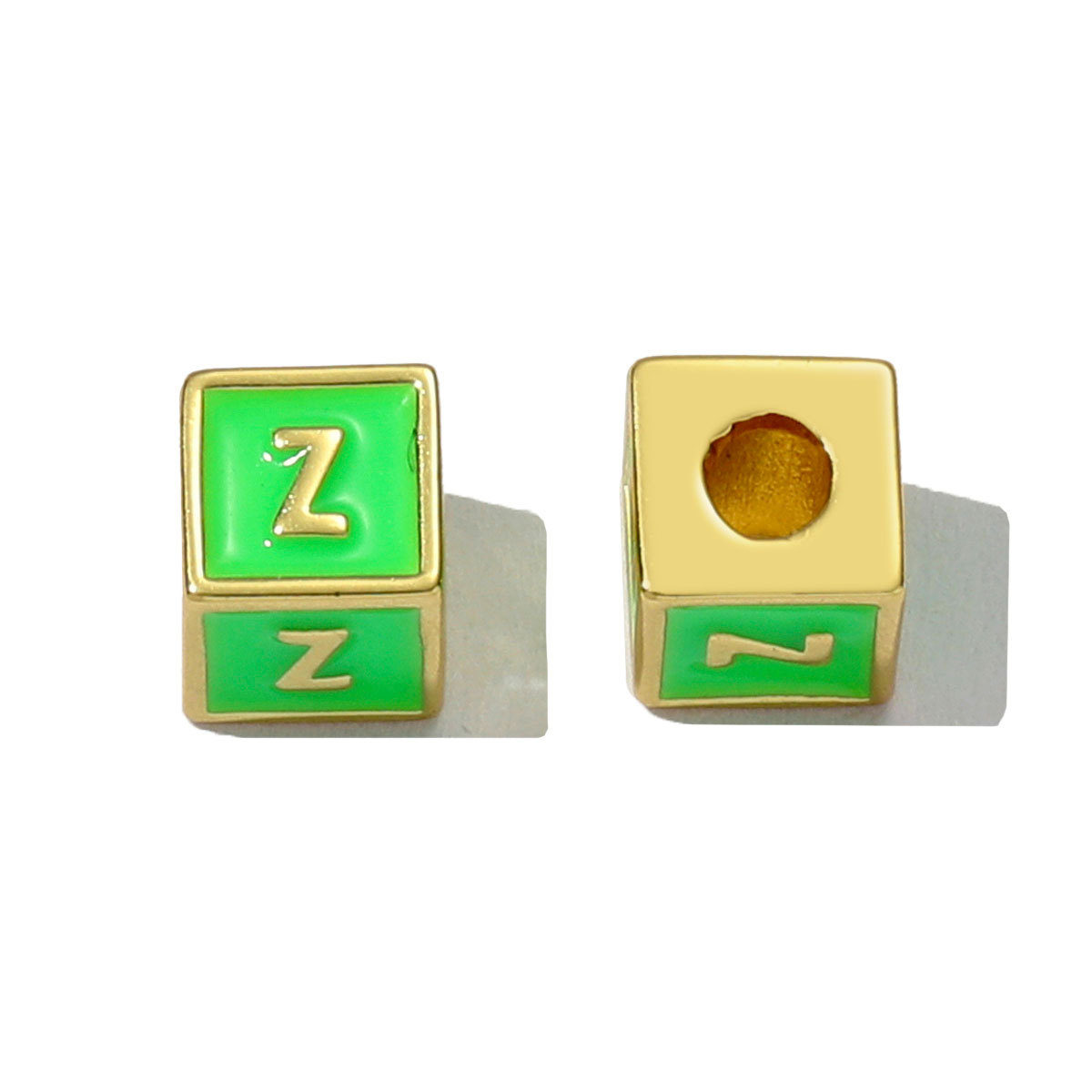 6pcs/pack Copper Enamel Cube Capital Letter DIY Beads Charms Colorful A-Z 26 Alphabet Necklace Pendants Women Name Jewelry
