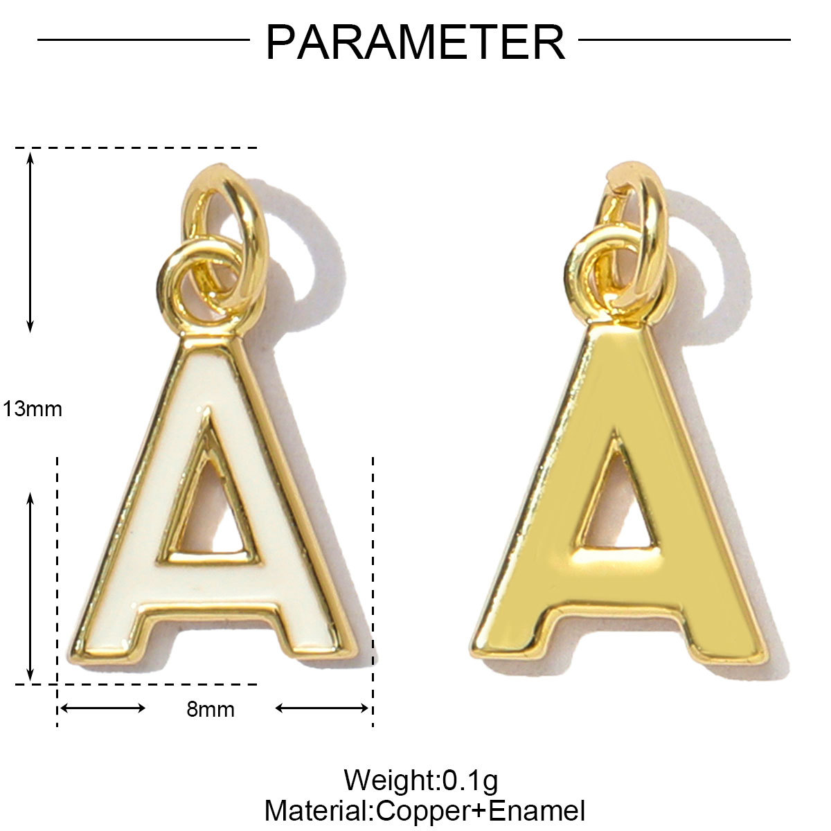 6pcs/pack Fashion Copper Rainbow A-Z 26 Alphabet Necklace Pendants Enamel Name DIY Charms  Women Capital Letter Jewelry