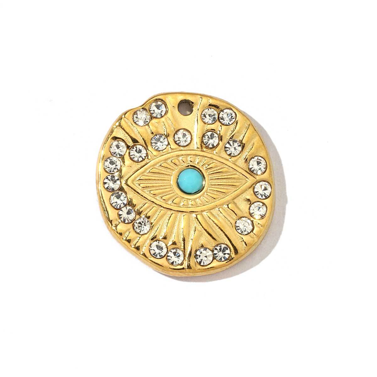 6pcs/pack Religious Stainless Steel Enamel Eye Cross Hamsa Hand Charms Heart Triangle Stone Necklace DIY Small Pendant Wholesale