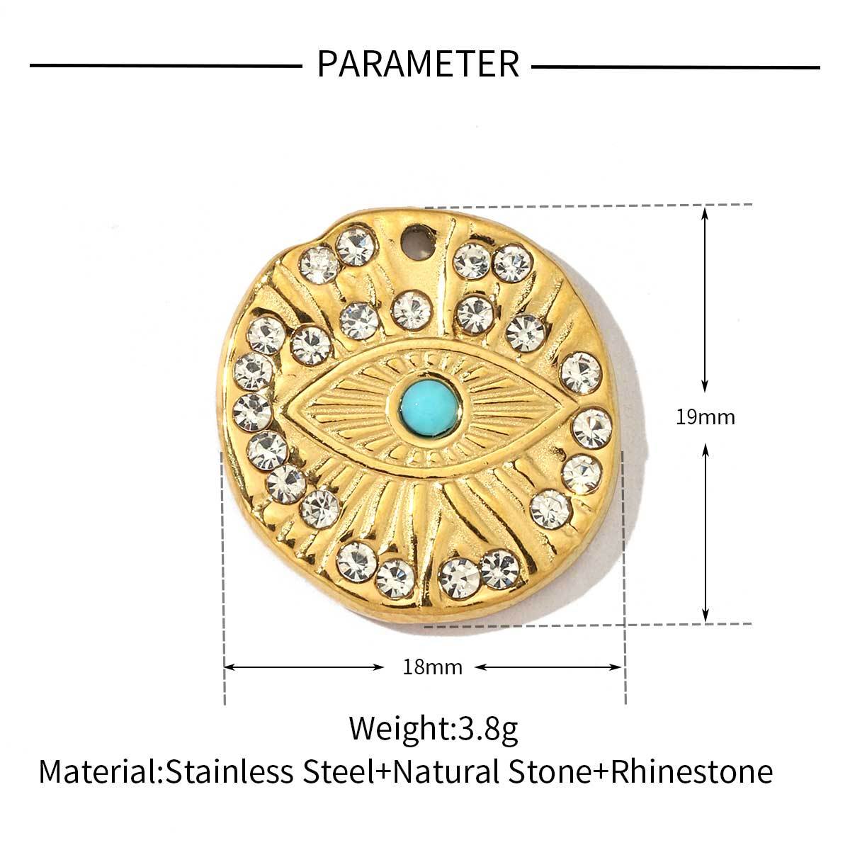 6pcs/pack Religious Stainless Steel Enamel Eye Cross Hamsa Hand Charms Heart Triangle Stone Necklace DIY Small Pendant Wholesale