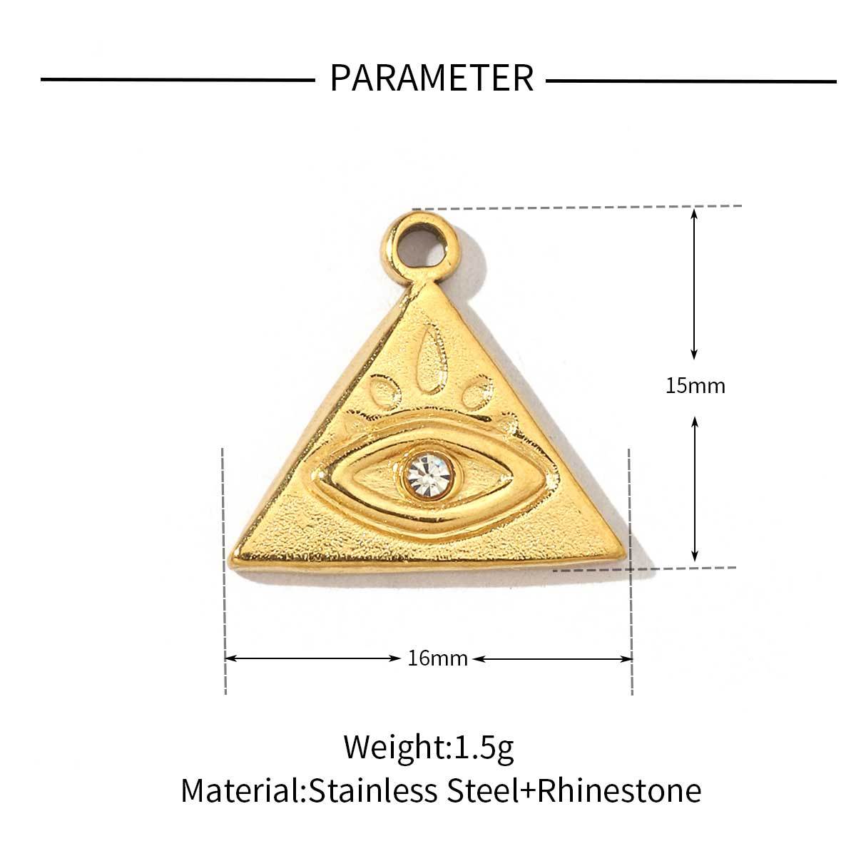6pcs/pack Religious Stainless Steel Enamel Eye Cross Hamsa Hand Charms Heart Triangle Stone Necklace DIY Small Pendant Wholesale