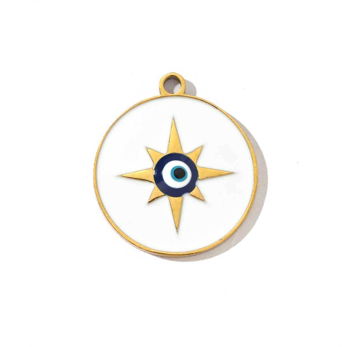 6pcs/pack Religious Stainless Steel Enamel Eye Cross Hamsa Hand Charms Heart Triangle Stone Necklace DIY Small Pendant Wholesale