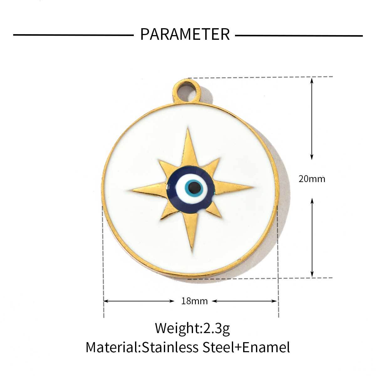6pcs/pack Religious Stainless Steel Enamel Eye Cross Hamsa Hand Charms Heart Triangle Stone Necklace DIY Small Pendant Wholesale
