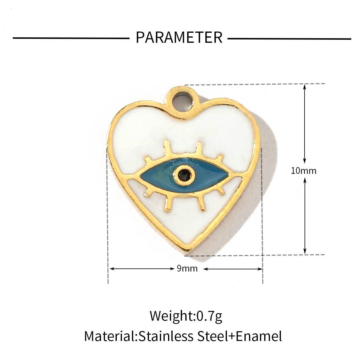 6pcs/pack Religious Stainless Steel Enamel Eye Cross Hamsa Hand Charms Heart Triangle Stone Necklace DIY Small Pendant Wholesale