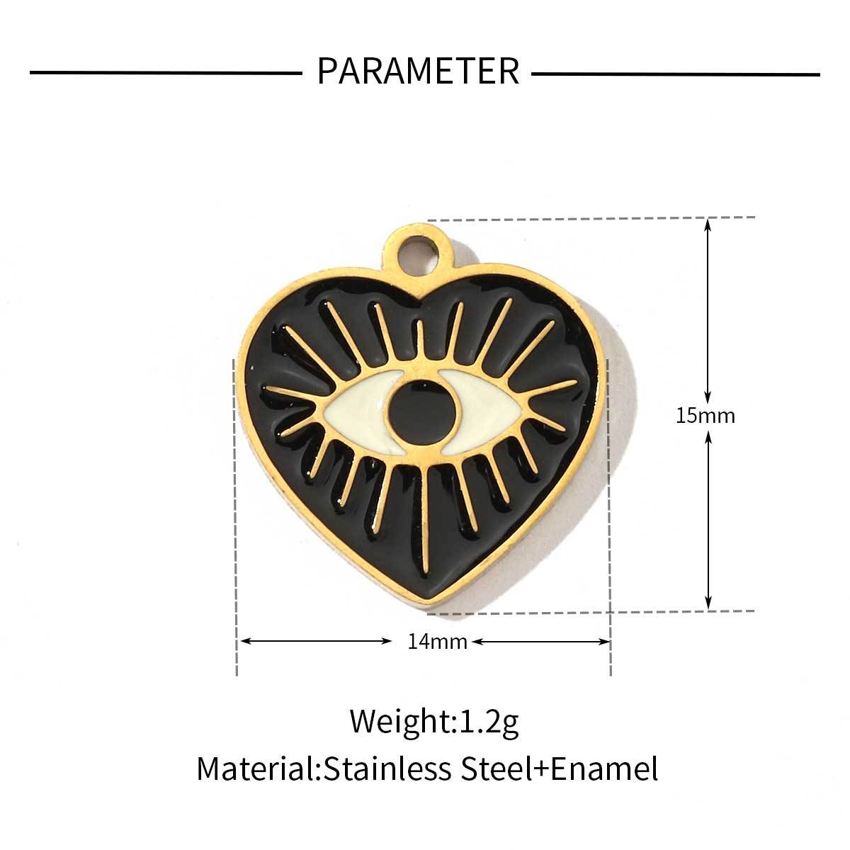 6pcs/pack Religious Stainless Steel Enamel Eye Cross Hamsa Hand Charms Heart Triangle Stone Necklace DIY Small Pendant Wholesale