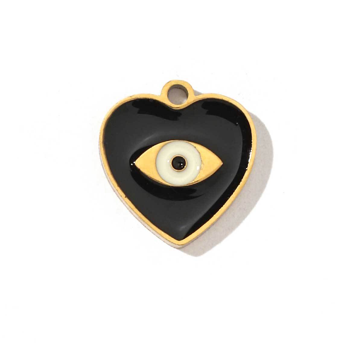 6pcs/pack Religious Stainless Steel Enamel Eye Cross Hamsa Hand Charms Heart Triangle Stone Necklace DIY Small Pendant Wholesale
