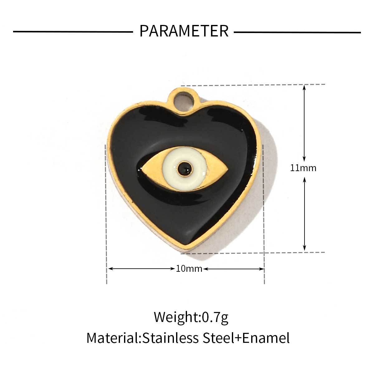 6pcs/pack Religious Stainless Steel Enamel Eye Cross Hamsa Hand Charms Heart Triangle Stone Necklace DIY Small Pendant Wholesale