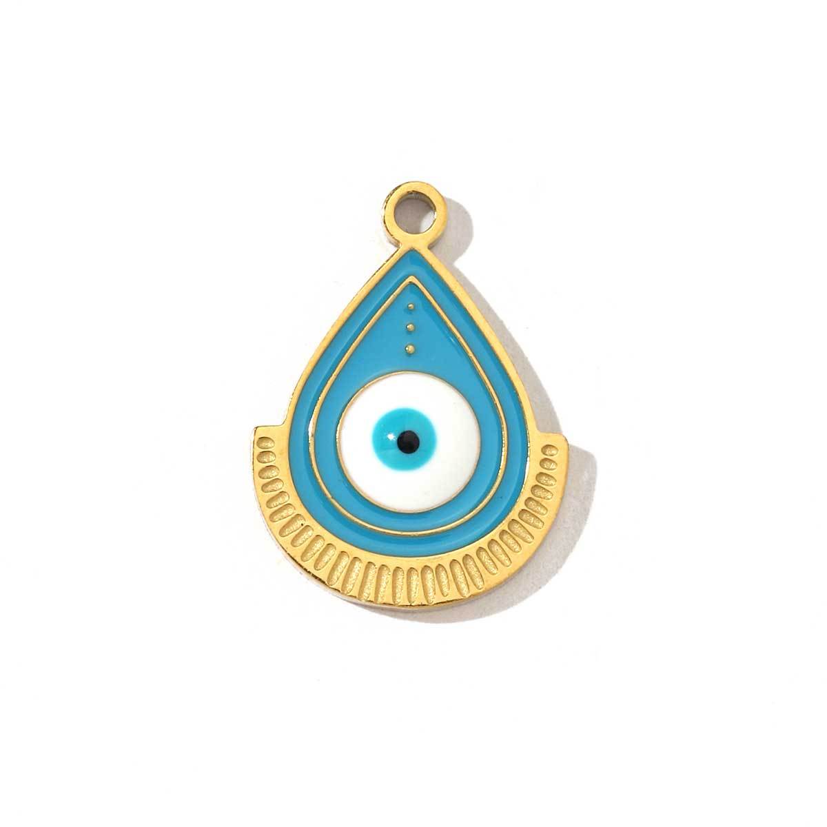 6pcs/pack Religious Stainless Steel Enamel Eye Cross Hamsa Hand Charms Heart Triangle Stone Necklace DIY Small Pendant Wholesale