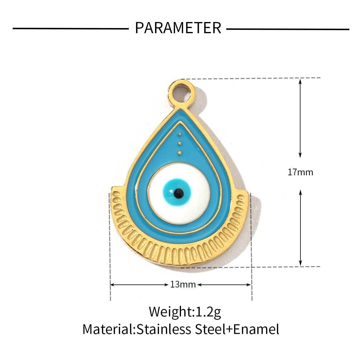 6pcs/pack Religious Stainless Steel Enamel Eye Cross Hamsa Hand Charms Heart Triangle Stone Necklace DIY Small Pendant Wholesale