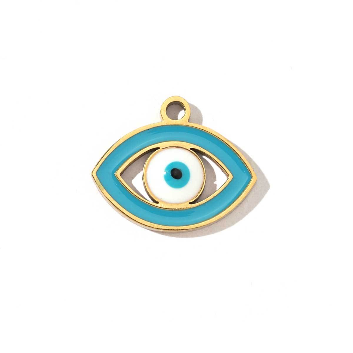 6pcs/pack Religious Stainless Steel Enamel Eye Cross Hamsa Hand Charms Heart Triangle Stone Necklace DIY Small Pendant Wholesale