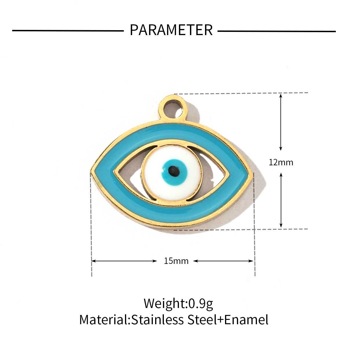 6pcs/pack Religious Stainless Steel Enamel Eye Cross Hamsa Hand Charms Heart Triangle Stone Necklace DIY Small Pendant Wholesale