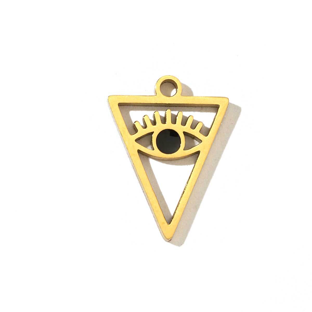 6pcs/pack Religious Stainless Steel Enamel Eye Cross Hamsa Hand Charms Heart Triangle Stone Necklace DIY Small Pendant Wholesale