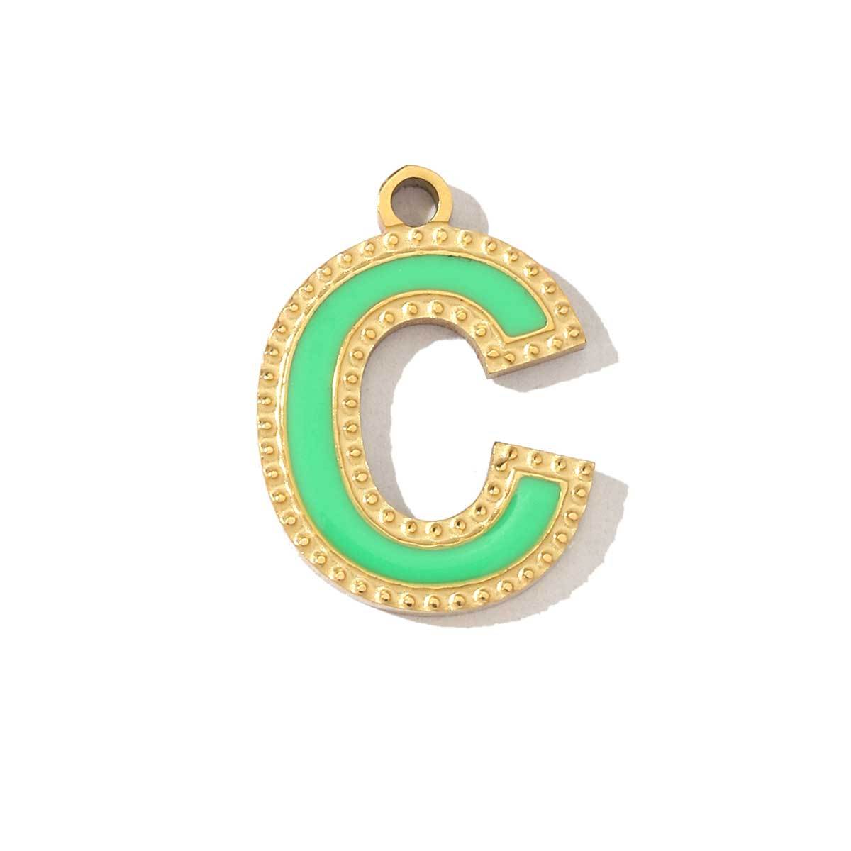 6pcs/pack Fashion Stainless Steel Colorful Enamel Initial Alphabet A-Z Charms Letter Necklace DIY Small Pendant Wholesale