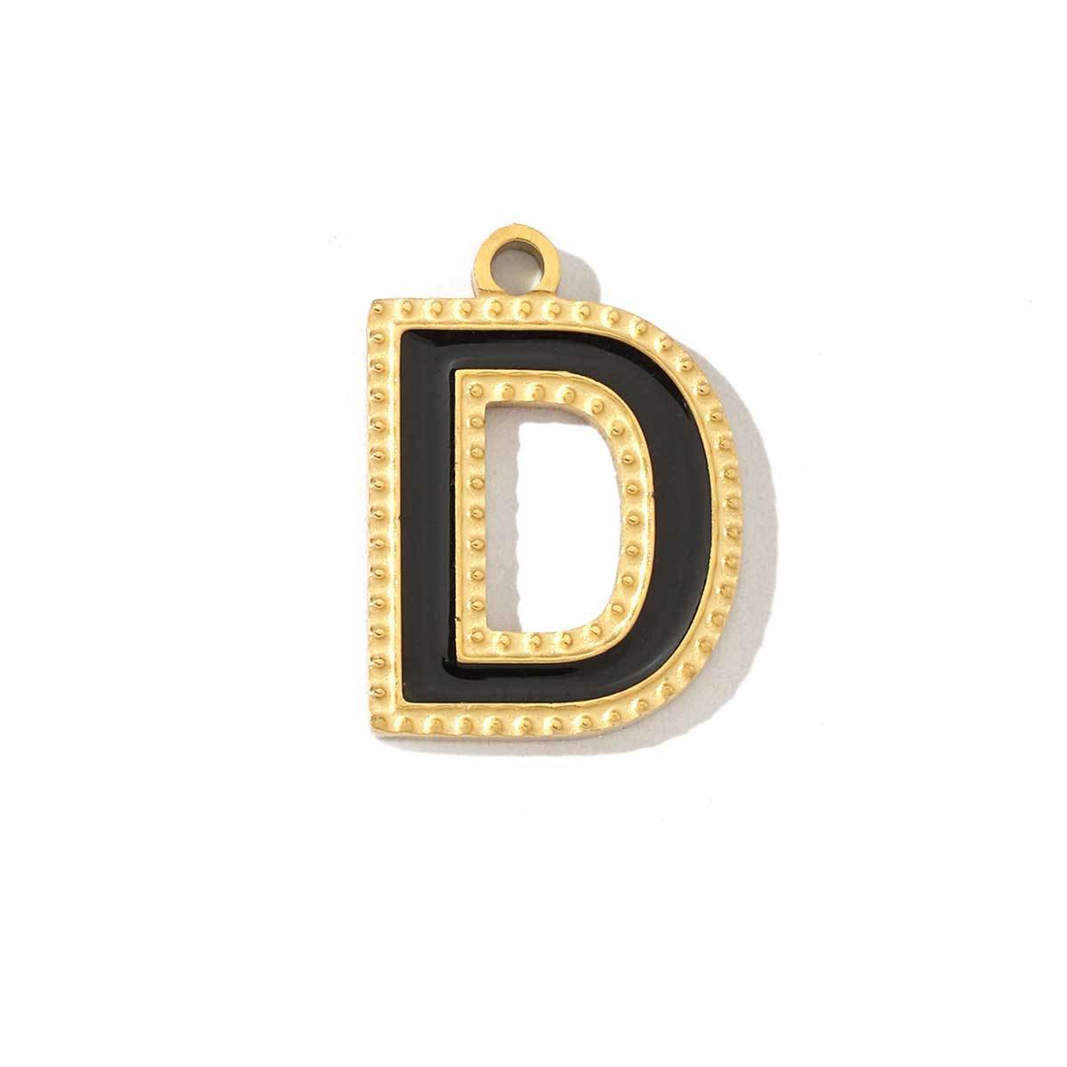6pcs/pack Fashion Stainless Steel Colorful Enamel Initial Alphabet A-Z Charms Letter Necklace DIY Small Pendant Wholesale