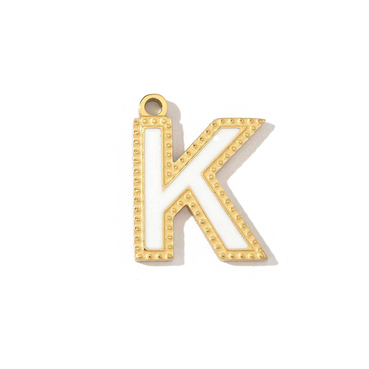 6pcs/pack Fashion Stainless Steel Colorful Enamel Initial Alphabet A-Z Charms Letter Necklace DIY Small Pendant Wholesale