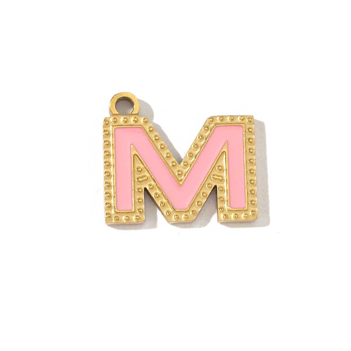 6pcs/pack Fashion Stainless Steel Colorful Enamel Initial Alphabet A-Z Charms Letter Necklace DIY Small Pendant Wholesale