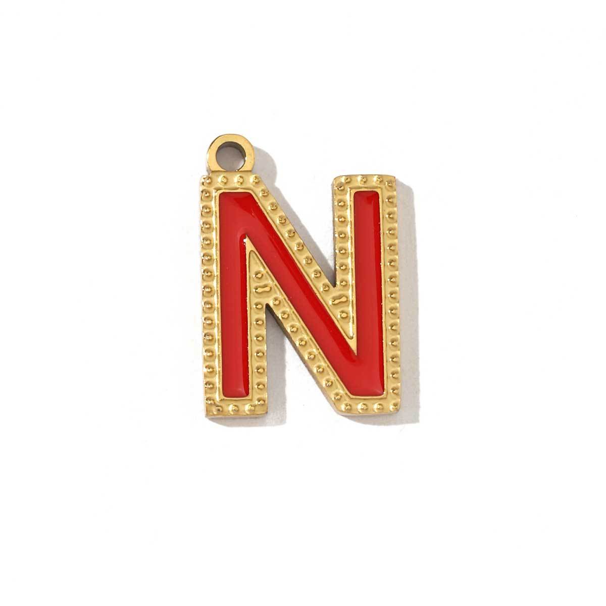 6pcs/pack Fashion Stainless Steel Colorful Enamel Initial Alphabet A-Z Charms Letter Necklace DIY Small Pendant Wholesale