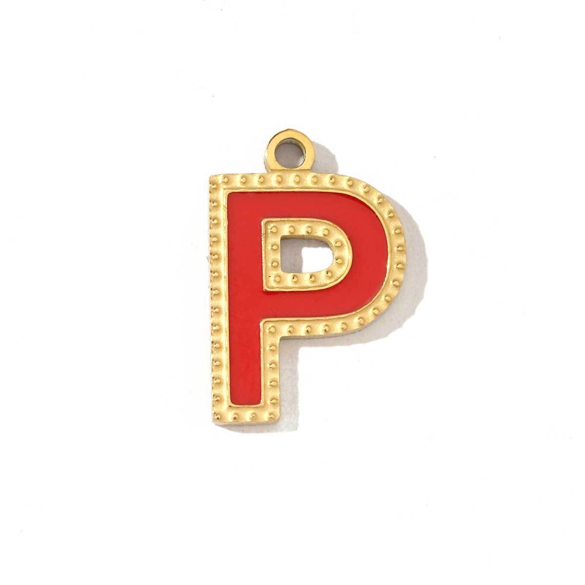 6pcs/pack Fashion Stainless Steel Colorful Enamel Initial Alphabet A-Z Charms Letter Necklace DIY Small Pendant Wholesale