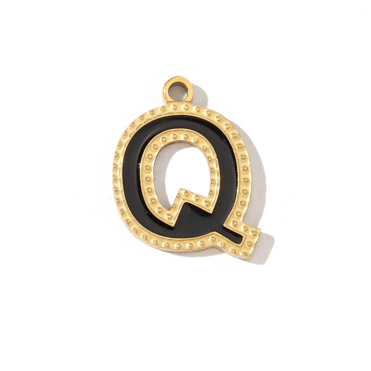 6pcs/pack Fashion Stainless Steel Colorful Enamel Initial Alphabet A-Z Charms Letter Necklace DIY Small Pendant Wholesale