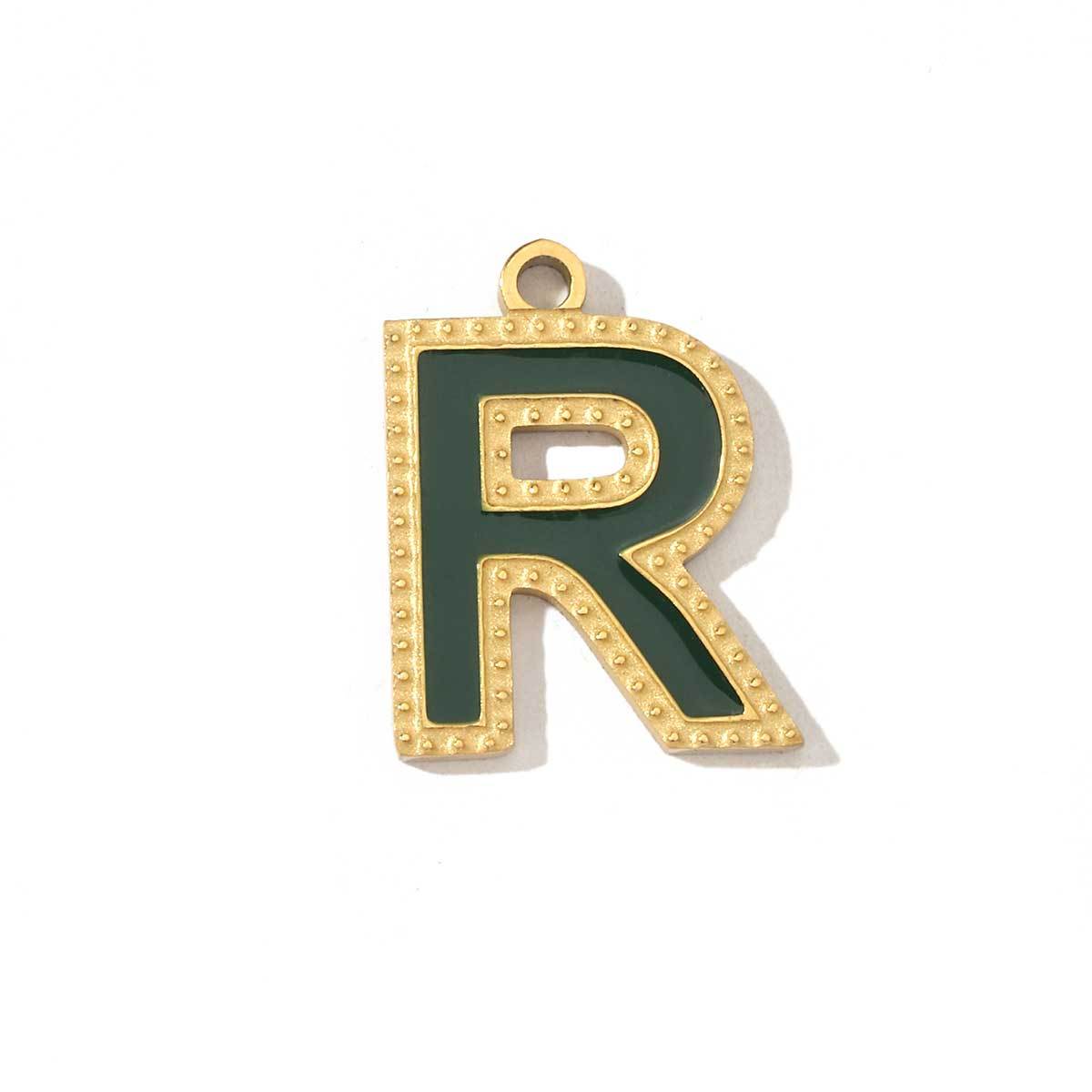 6pcs/pack Fashion Stainless Steel Colorful Enamel Initial Alphabet A-Z Charms Letter Necklace DIY Small Pendant Wholesale